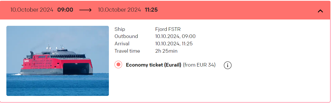 Processo de reserva para titulares de Passe da Fjord Line