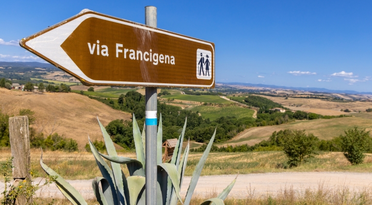 Uma placa para a Via Francigena