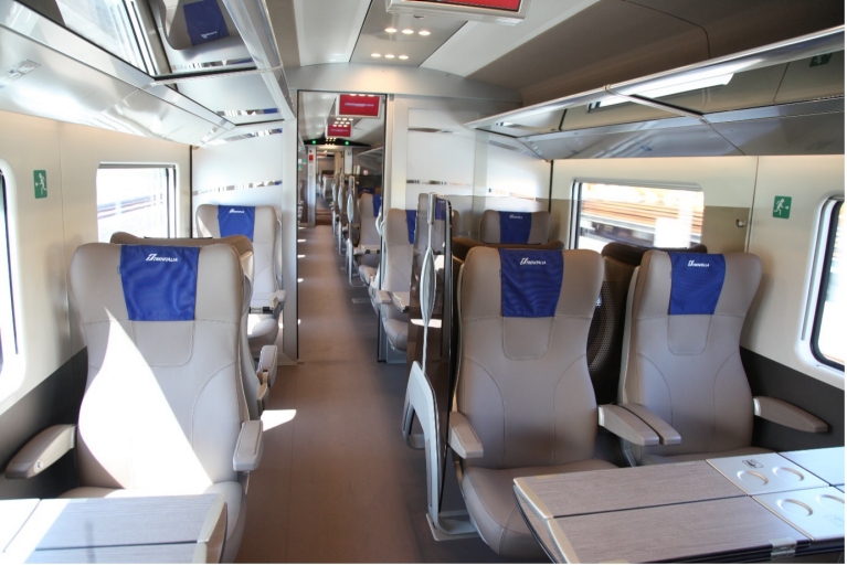 Seats in Le Frecce high-speed train