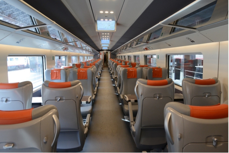 Interior of Le Frecce train