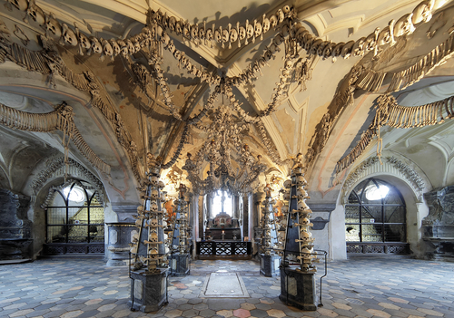 Todos os ossos do corpo humano podem ser encontrados neste lustre feito inteiramente de ossos