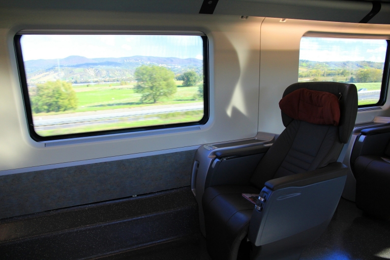 1st class seat in Le Frecce high-speed train