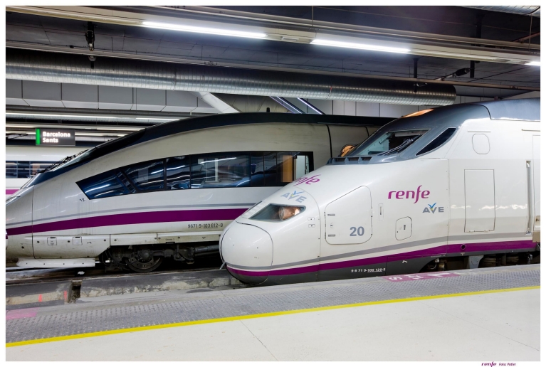 바르셀로나 역에 도착하는 렌페-SNCF 열차