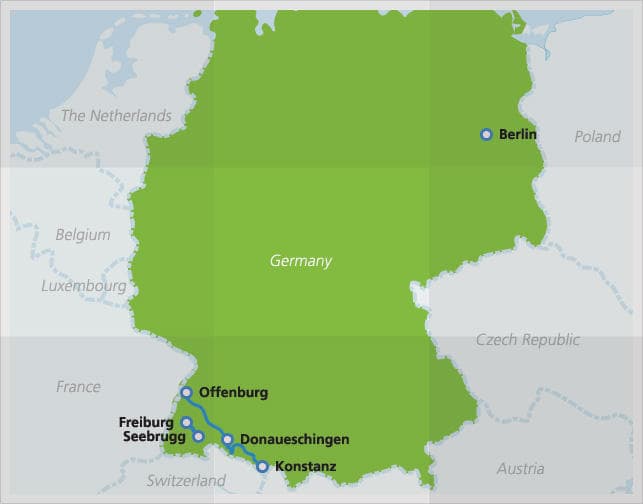 Mapa com a rota da linha da Floresta Negra
