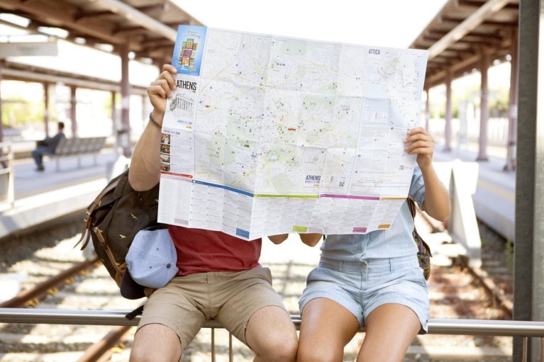 Friends looking at a map