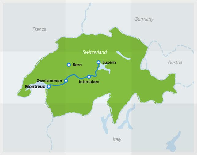 Map with route of Golden Pass