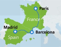 Viagens entre França-Itália-Espanha, Passe de trem França, Itália, Espanha