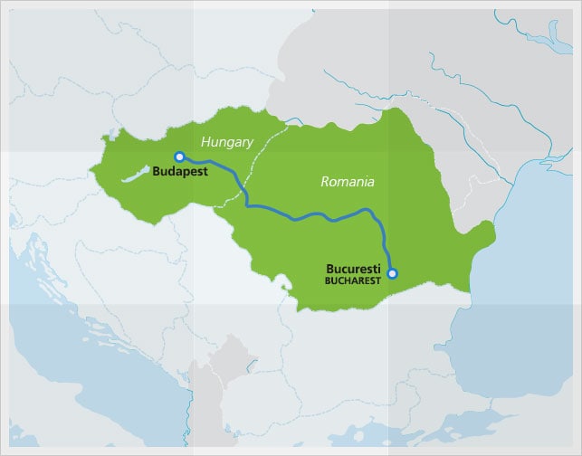 Mapa con la ruta de Euronight Ister