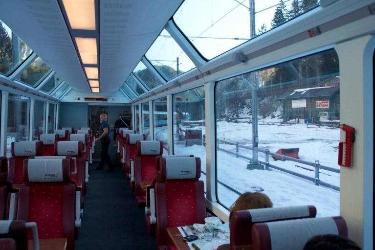 Panoramic windows in Glacier Express