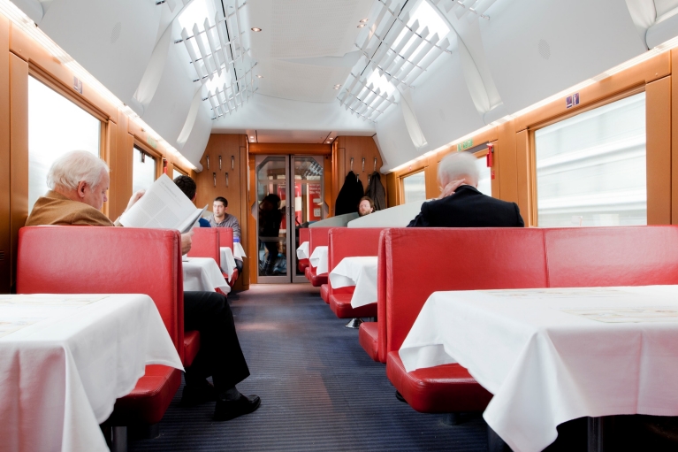 Restaurant car ICE train, Germany