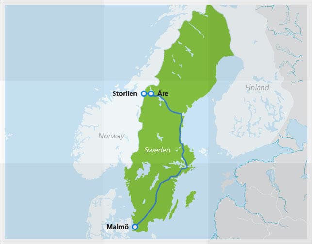 Map with Veolia night train route