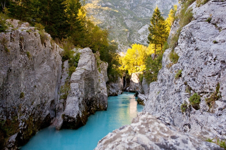 View of Soca river in the summer