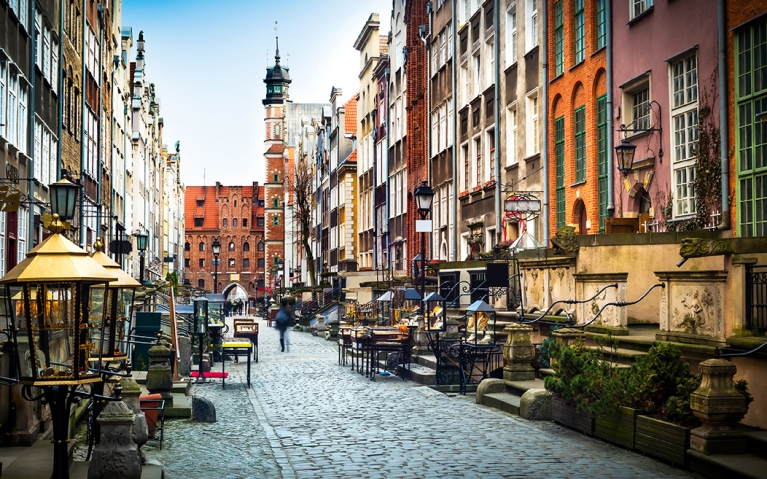 Ruas de paralelepípedos de Gdańsk