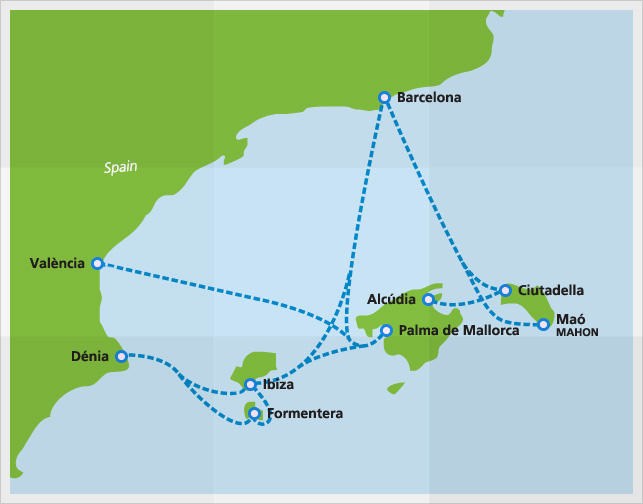 Balearia渡轮航线图