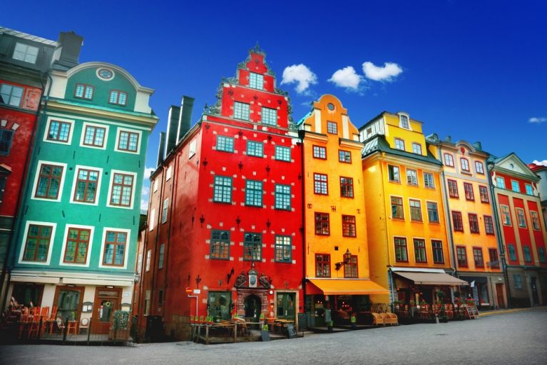 Edifícios coloridos em Estocolmo