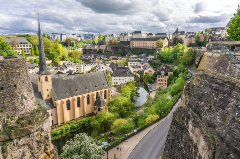 从康尼徐俯瞰卢森堡市的美丽风景