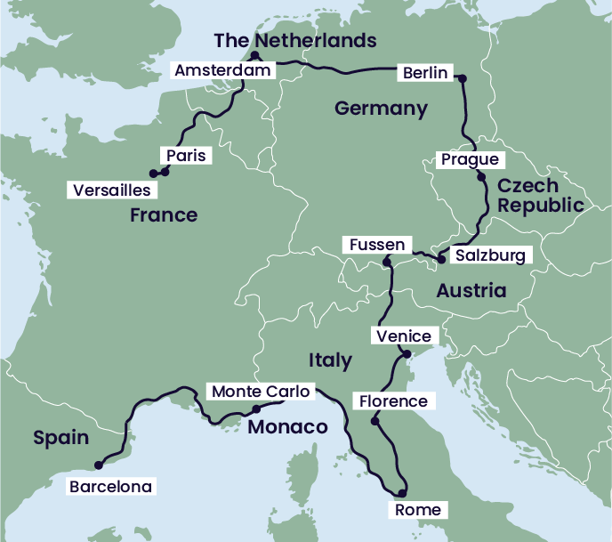 European Highlights Itinerary Map