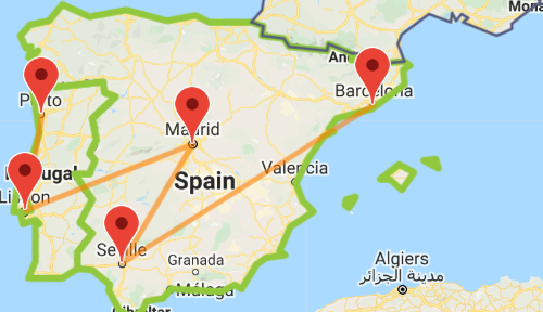 Fall Spain Portugal map