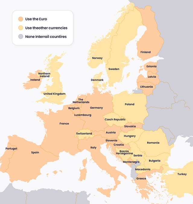 Interrail-currency-map-2025