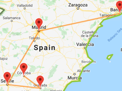 Spain 1 week map