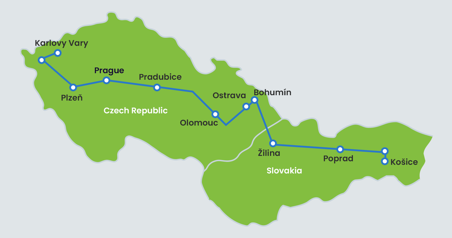 Map with Supercity routes