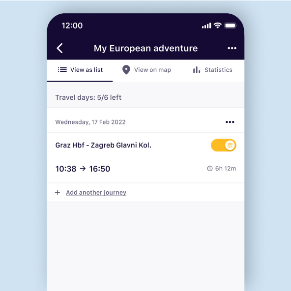 Add journey to your Pass - App screenshot