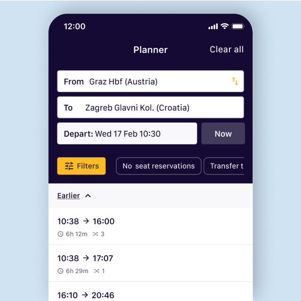 Plan a journey - App screenshot