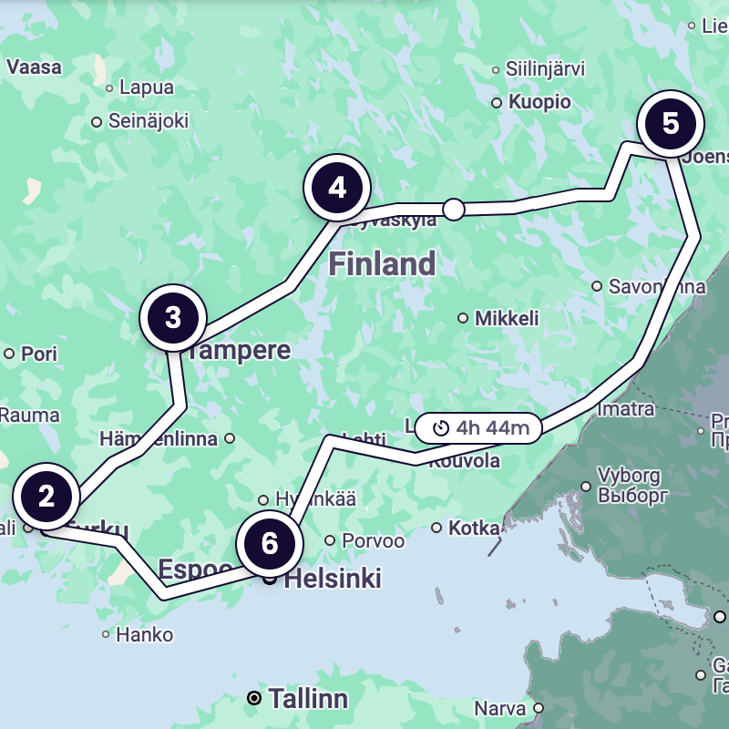 Un mapa del itinerario